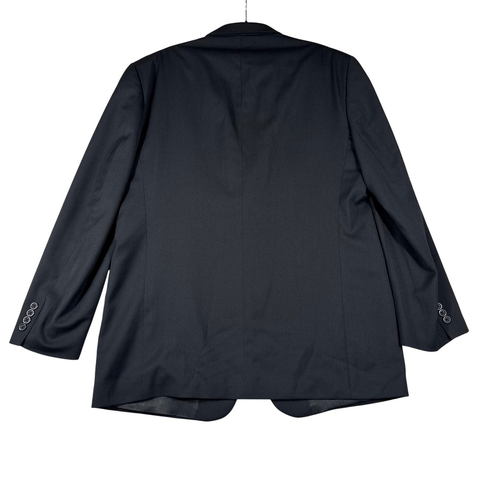 Stafford Men's 44L Worsted Wool 3 Button Blazer Suit Jacket Black Suit Coat - Picture 2 of 10